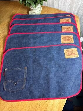 Vintage Levi’s 501 Denim Placemats Set of 5 Now! Designs San Francisco Retro